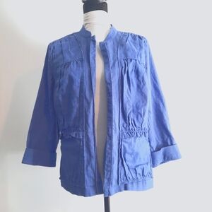 Chicos Linen and Cotton Open Front Jacket Size Med (2)